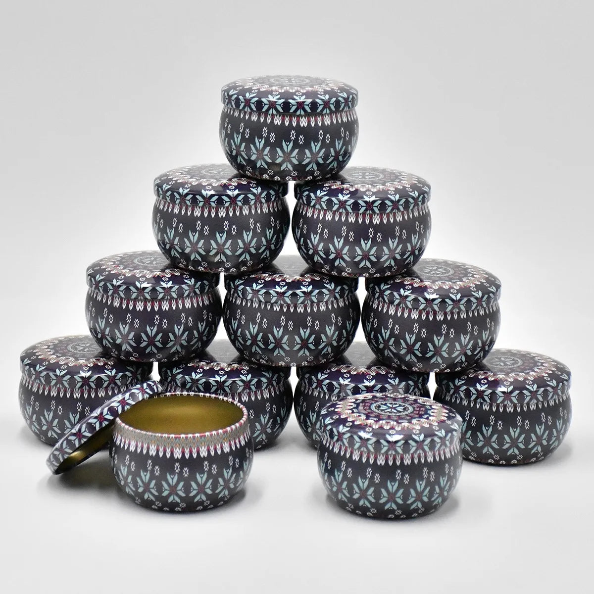 12pcs Mixed Color  Iron Candle Tin Jars Empty Can- DIY Candle Making with Storage Case for Dry Spices and Sweets