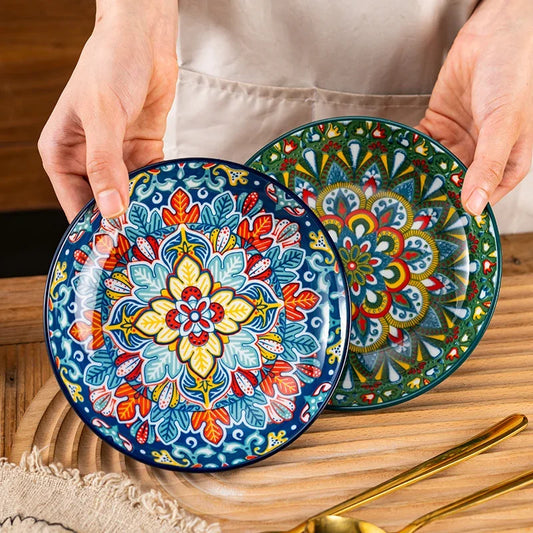 6.5inch Bohemian Ceramic Western Steak Plate High Appearance Level Home Resterant Creative Dish Plate Fruit Plat Dinner Plate