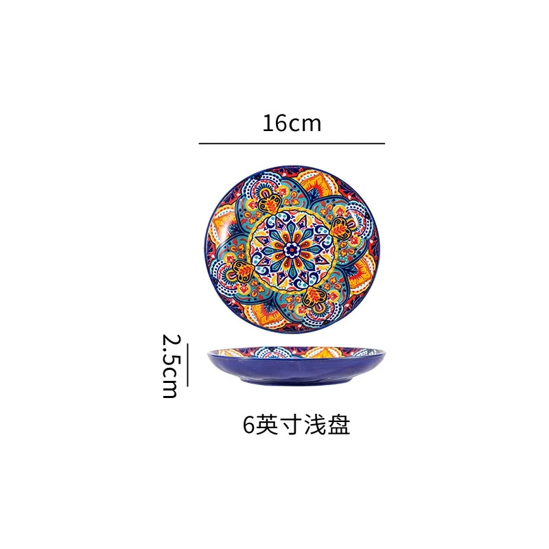 6.5inch Bohemian Ceramic Western Steak Plate High Appearance Level Home Resterant Creative Dish Plate Fruit Plat Dinner Plate