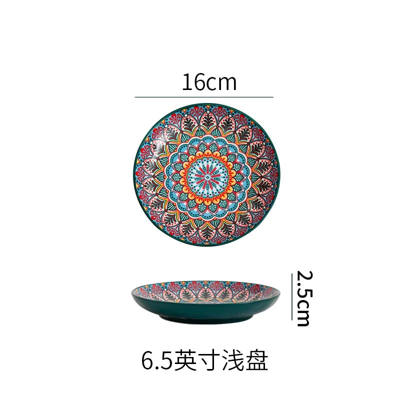 6.5inch Bohemian Ceramic Western Steak Plate High Appearance Level Home Resterant Creative Dish Plate Fruit Plat Dinner Plate