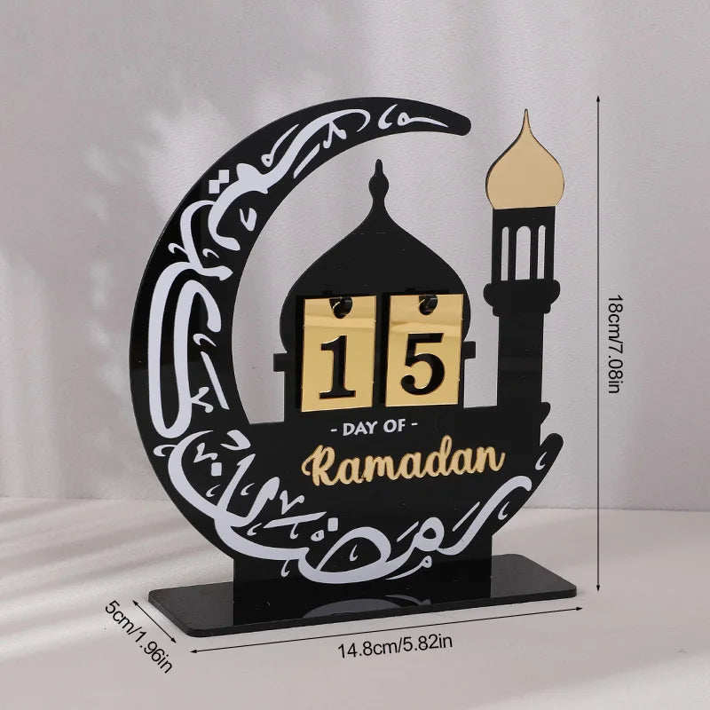 Acrylic Ramadan Countdown Calendar Gifts Day of Ramadan Calendar with Replacing Number 2025 Eid Mubarak Home Decoration Ornament