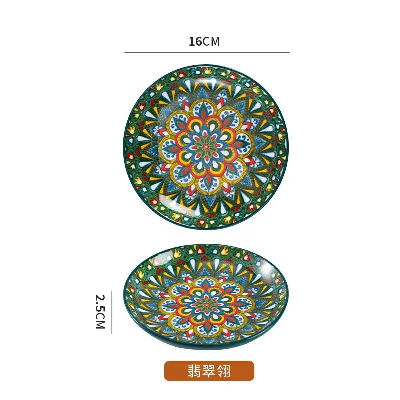 6.5inch Bohemian Ceramic Western Steak Plate High Appearance Level Home Resterant Creative Dish Plate Fruit Plat Dinner Plate