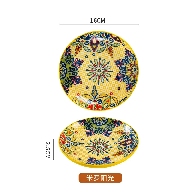 6.5inch Bohemian Ceramic Western Steak Plate High Appearance Level Home Resterant Creative Dish Plate Fruit Plat Dinner Plate