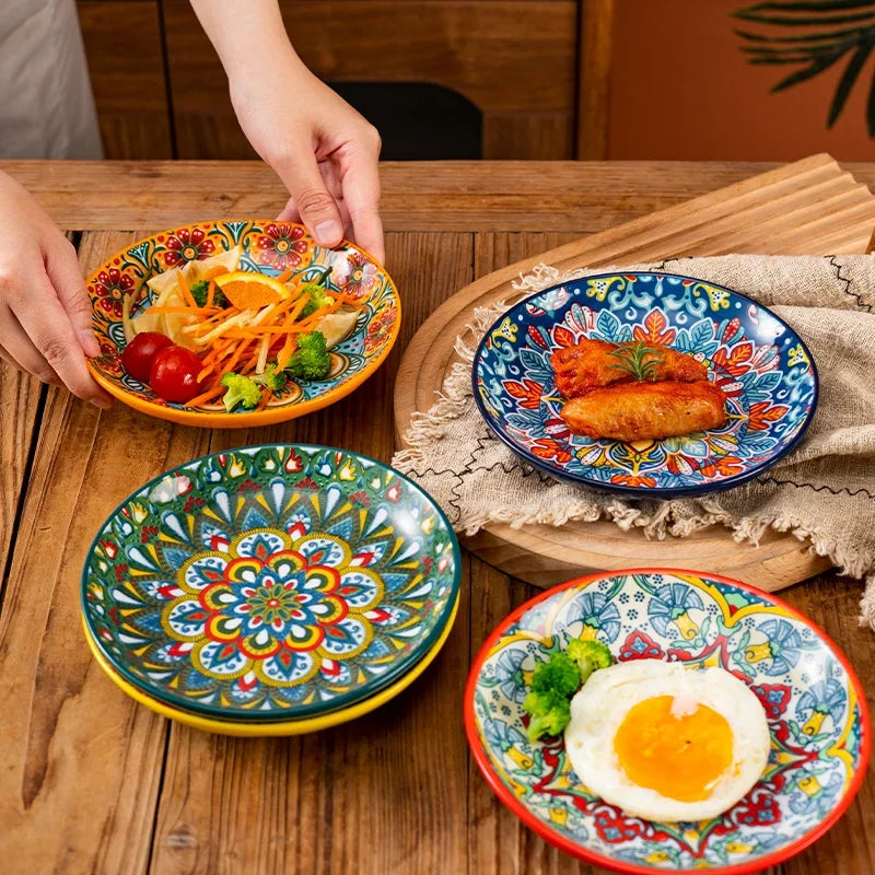 6.5inch Bohemian Ceramic Western Steak Plate High Appearance Level Home Resterant Creative Dish Plate Fruit Plat Dinner Plate