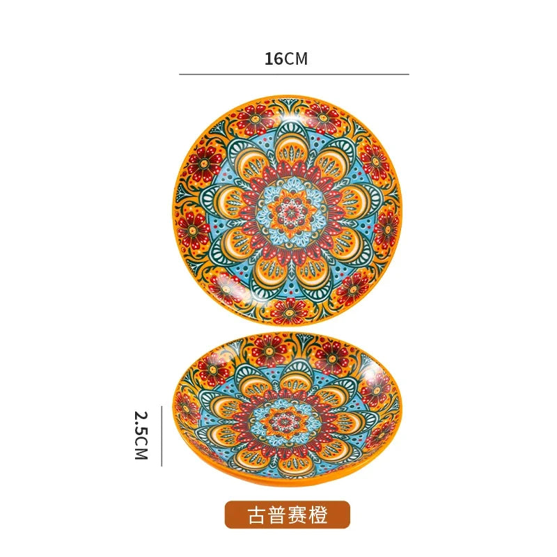 6.5inch Bohemian Ceramic Western Steak Plate High Appearance Level Home Resterant Creative Dish Plate Fruit Plat Dinner Plate