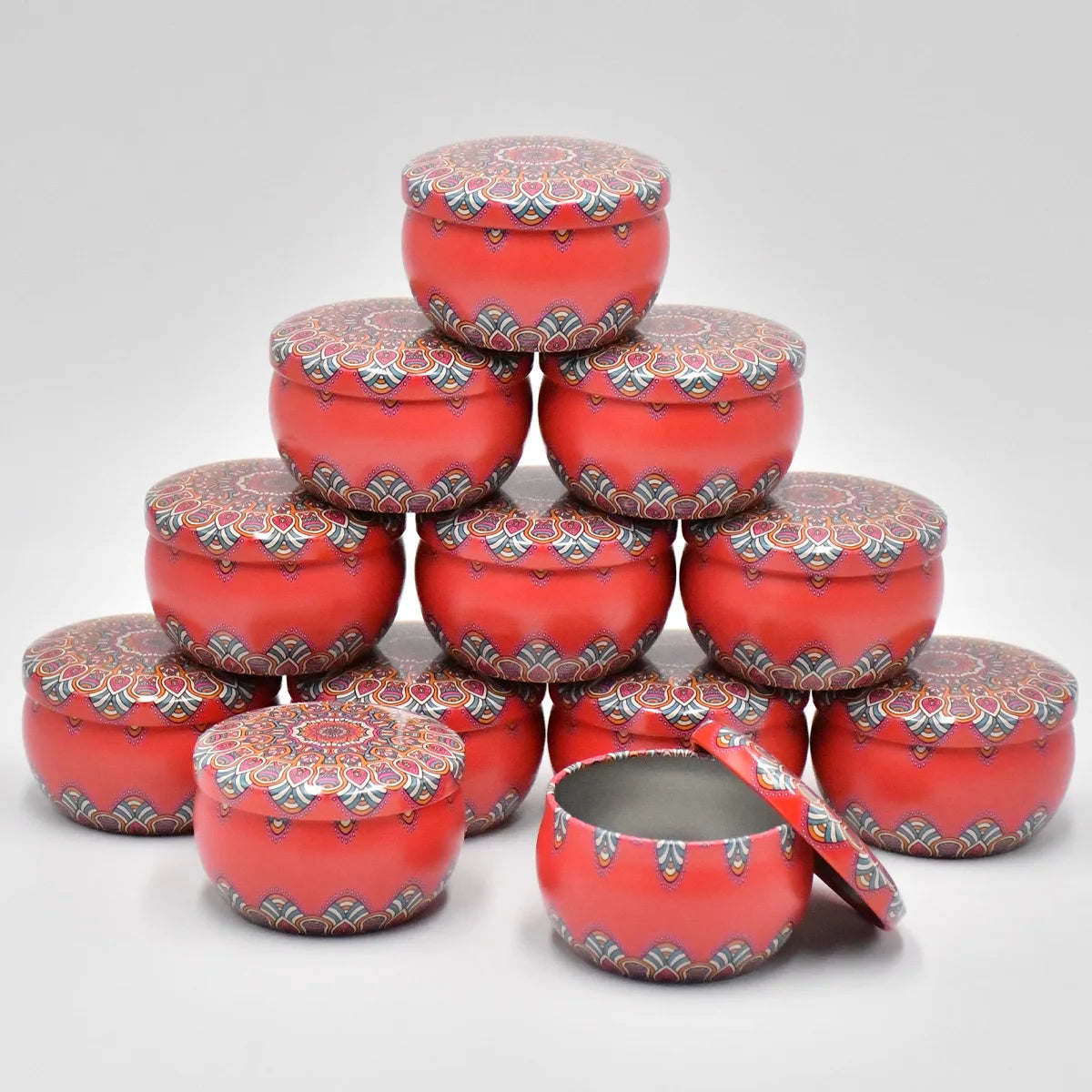 12pcs Mixed Color  Iron Candle Tin Jars Empty Can- DIY Candle Making with Storage Case for Dry Spices and Sweets