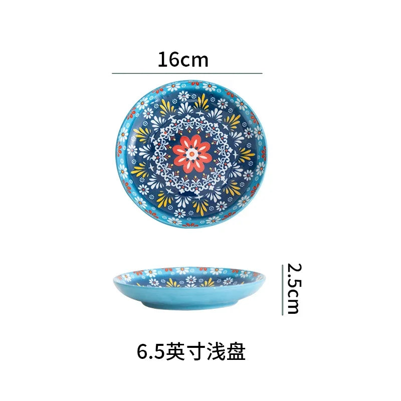 6.5inch Bohemian Ceramic Western Steak Plate High Appearance Level Home Resterant Creative Dish Plate Fruit Plat Dinner Plate