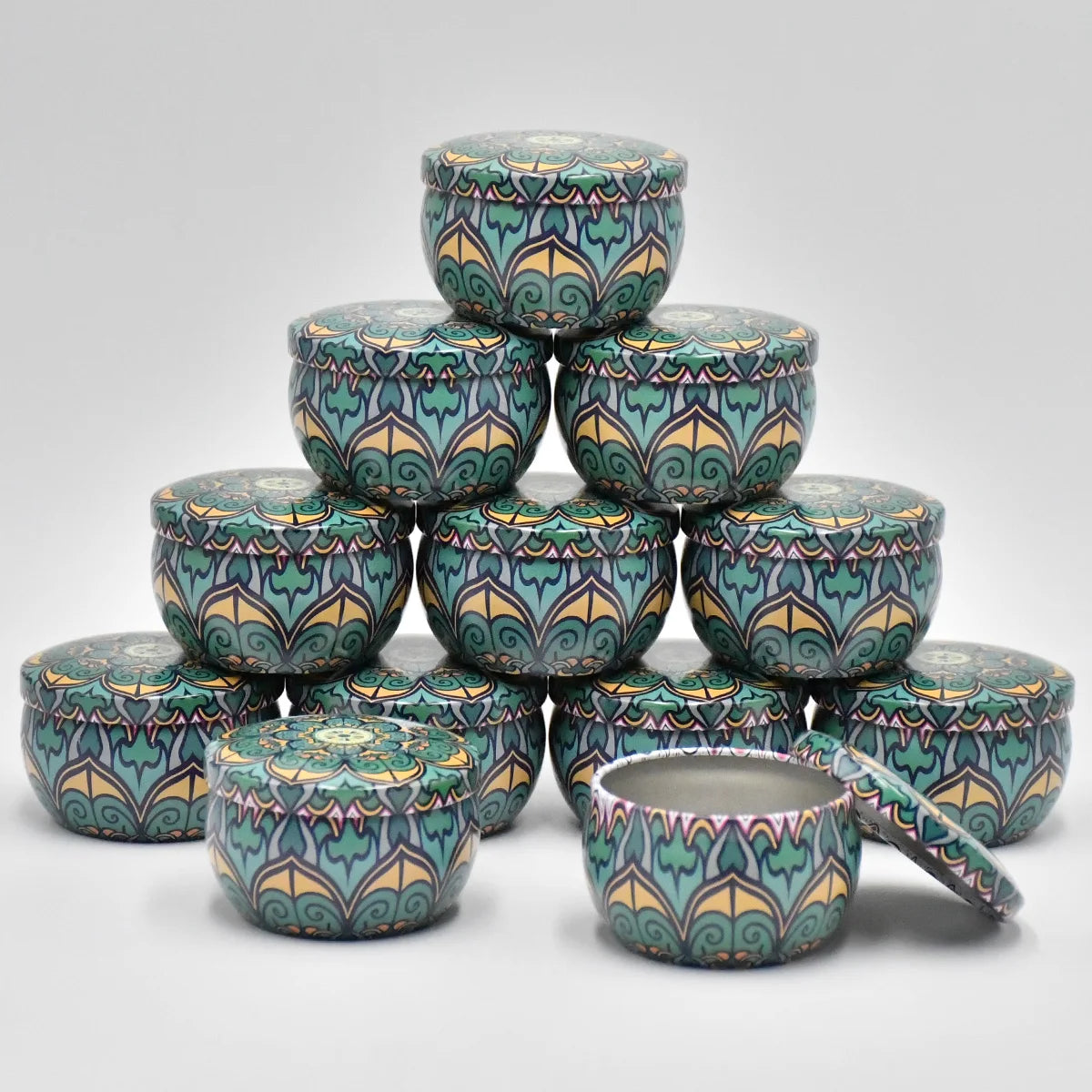 12pcs Mixed Color  Iron Candle Tin Jars Empty Can- DIY Candle Making with Storage Case for Dry Spices and Sweets