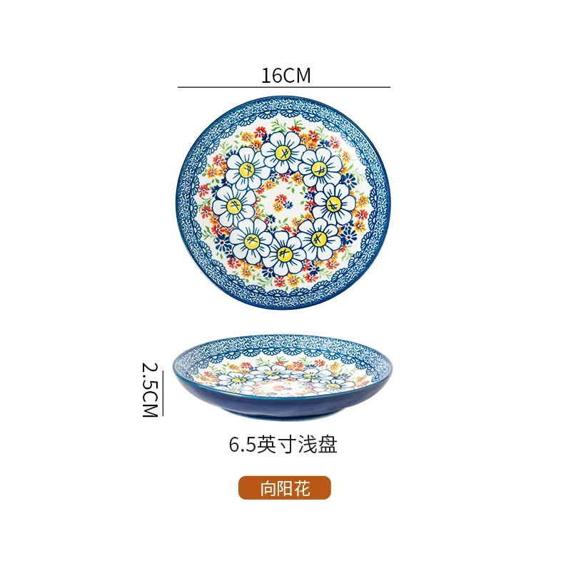 6.5inch Bohemian Ceramic Western Steak Plate High Appearance Level Home Resterant Creative Dish Plate Fruit Plat Dinner Plate