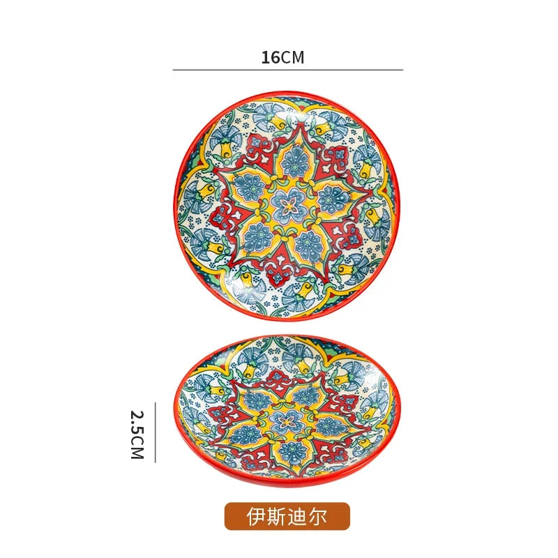 6.5inch Bohemian Ceramic Western Steak Plate High Appearance Level Home Resterant Creative Dish Plate Fruit Plat Dinner Plate