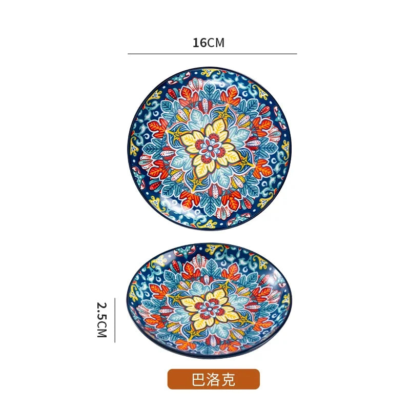 6.5inch Bohemian Ceramic Western Steak Plate High Appearance Level Home Resterant Creative Dish Plate Fruit Plat Dinner Plate